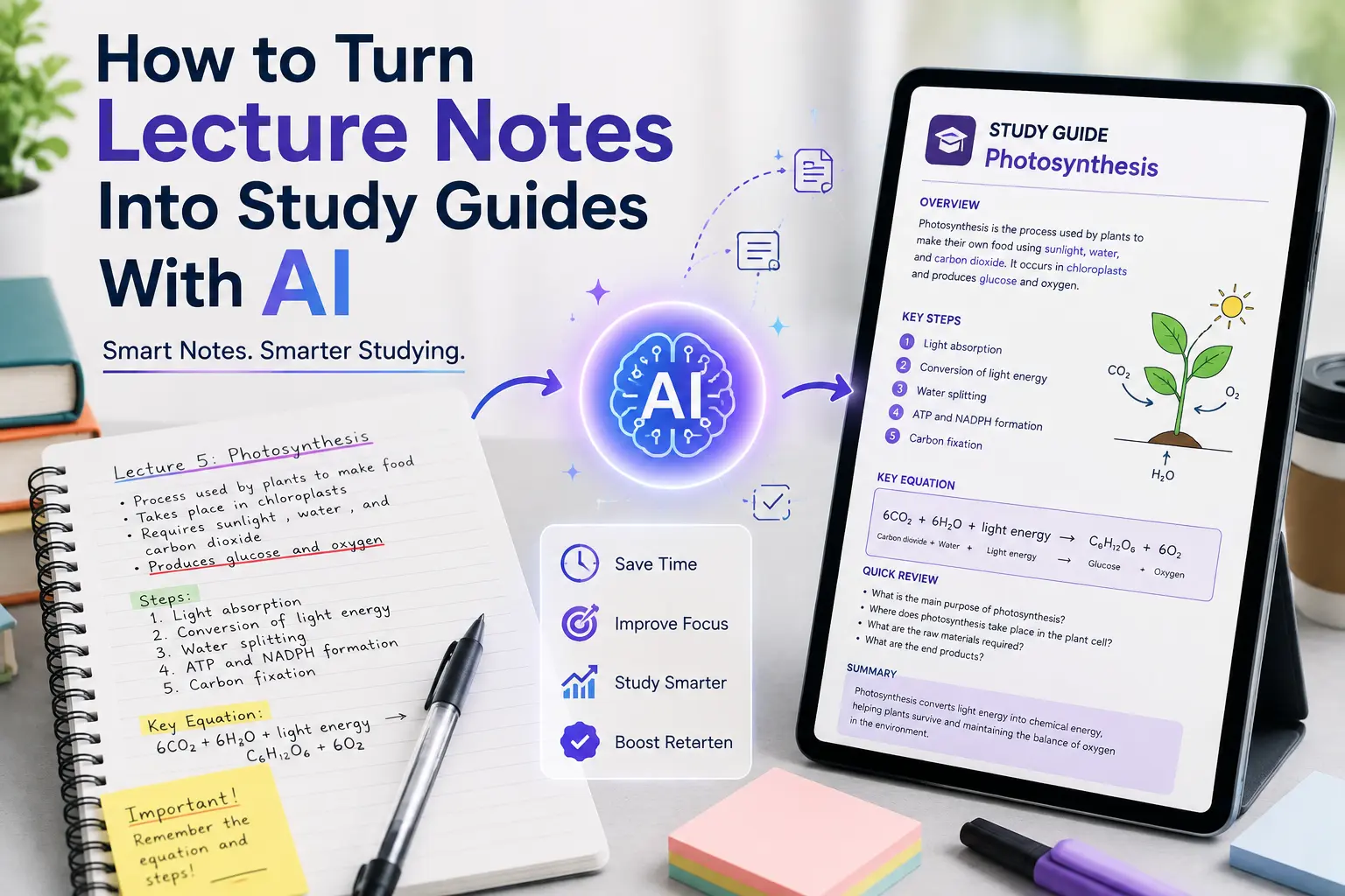 How to Turn Lecture Notes Into Study Guides With AI